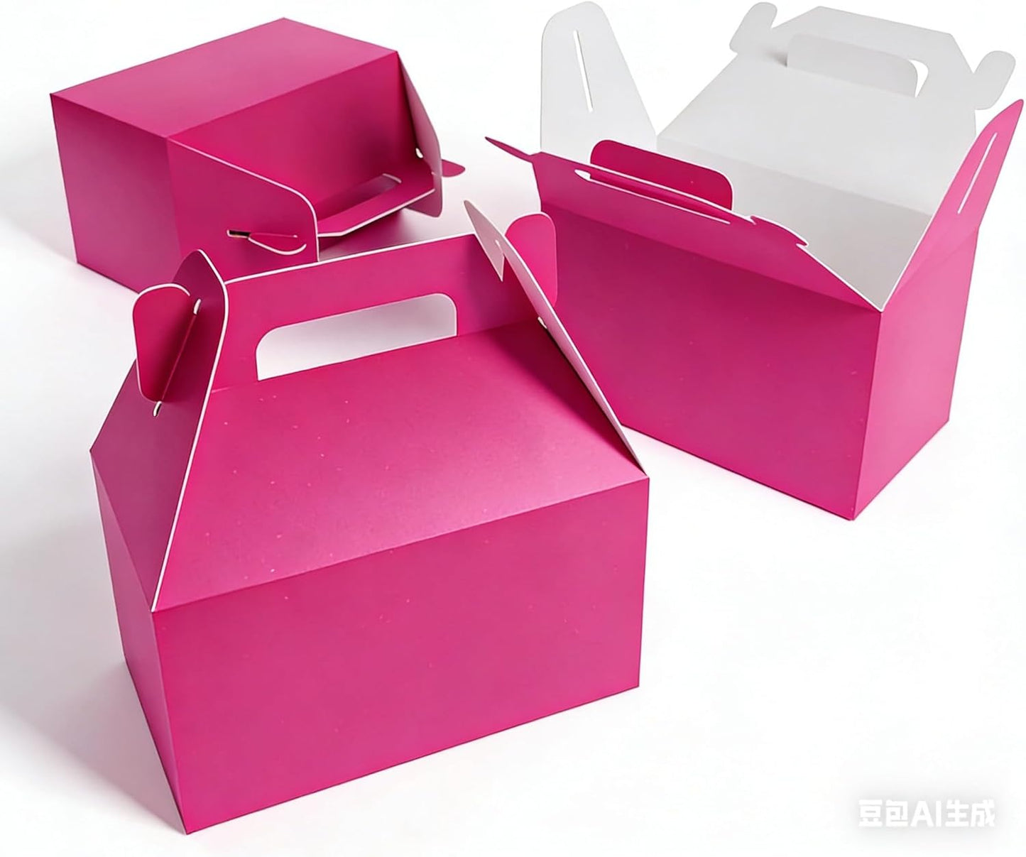 XAGLVV 24 Pack White Paper Gable Boxes,6.2 Inch Candy Boxes with Handle, Snack Party Favor& Gift Cookie bags for kids Birthday,Wedding, Baby Shower, Graduation.