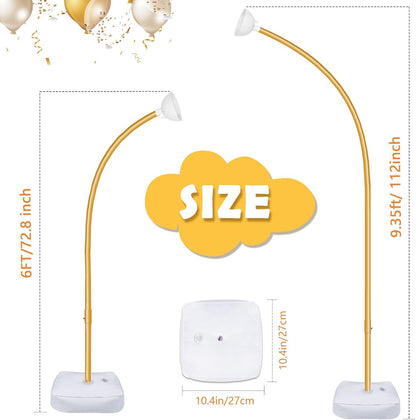 AerWo Balloon Arch Kit 9.35FT & 6FT, Free Bending Half Balloon Arch Stand with Base, Floor Gold Balloon Arch Frame Backdrop for Wedding Birthday Party Baby Shower Yard Lawn Home Christmas Decorations