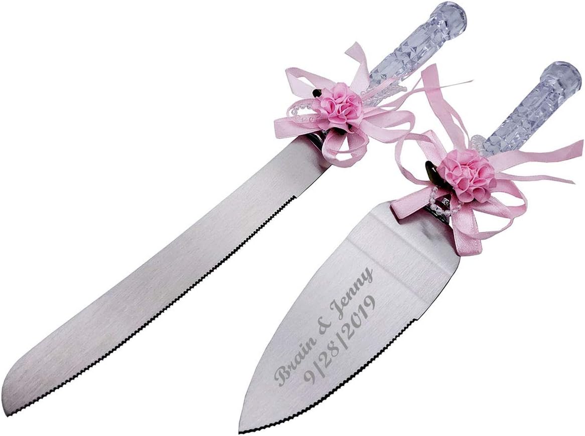 GIFTS INFINITY Personalized Wedding Cake Knife and Server Set with Engraving – Cake Cutting Utensil Set, Keepsake Gift for Wedding, Anniversary, Reception, Birthday & Other Occasions (CH-101WB)
