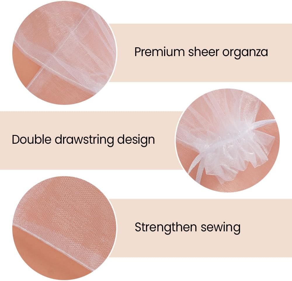 Meowoo 100PCS Organza Bags, 3x4in Small Mesh Bags Drawstring for Jewelry, Candy, Christmas, Sachets, Festivals, Bathroom Soaps, Makeup Organza, Wrapping Supplies(mixedcolor)