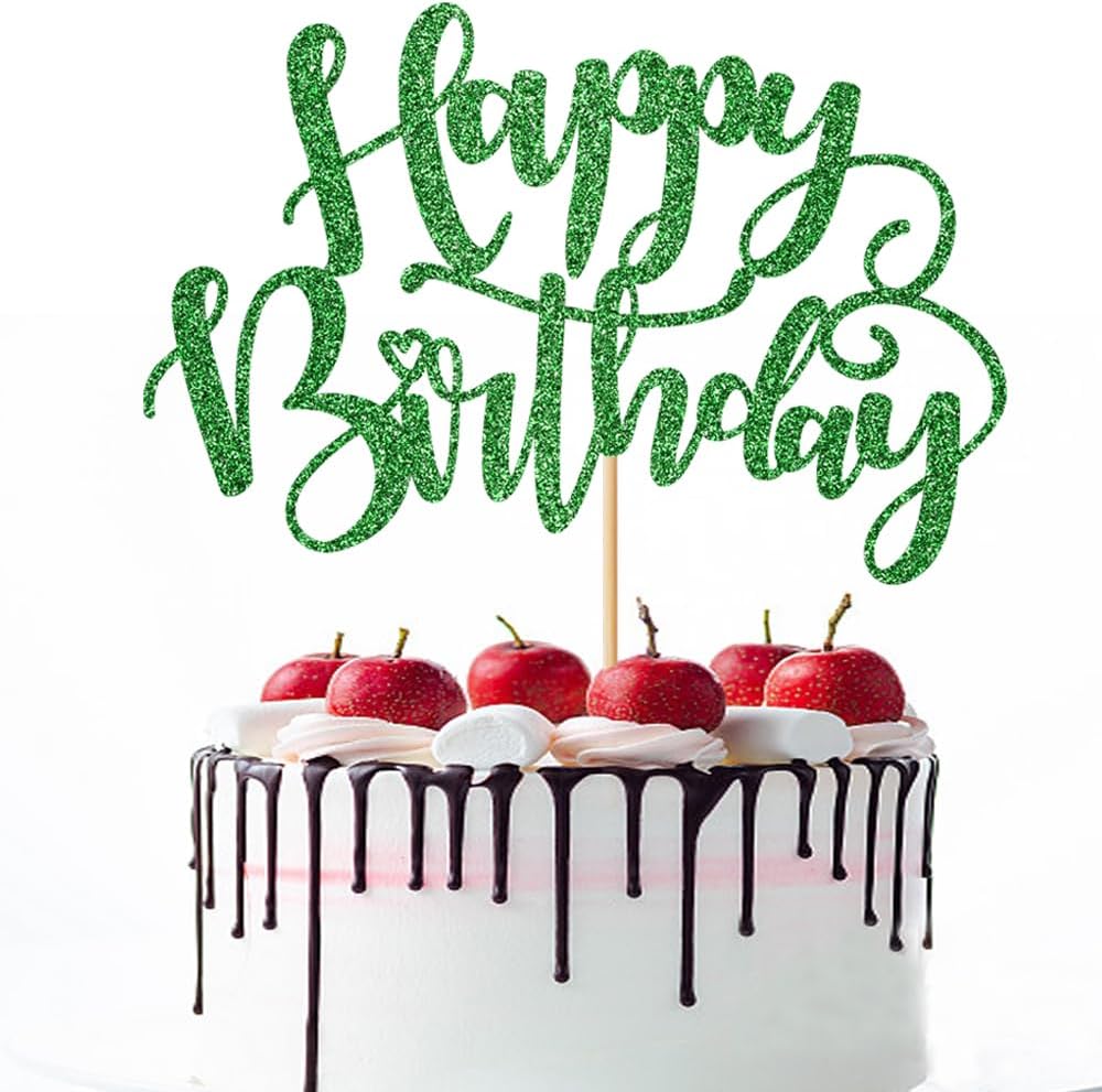 Handmade Glitter Happy Birthday Cake Topper,Birthday Party Cake Decorations, Anniversary/Birthday Party Decoration Supplies (Rainbow)