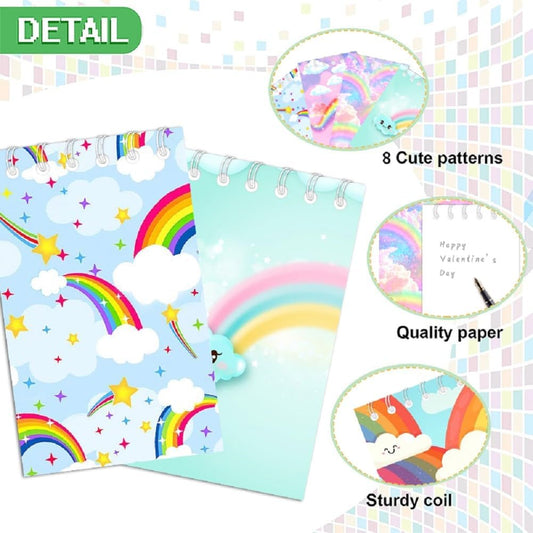 24 Pcs Mini Rainbow Notepads Rainbow Spiral Pocket Notebook Fun Coil Mini Notepad Birthday Party Supplies 8 Styles Office Products Decoration