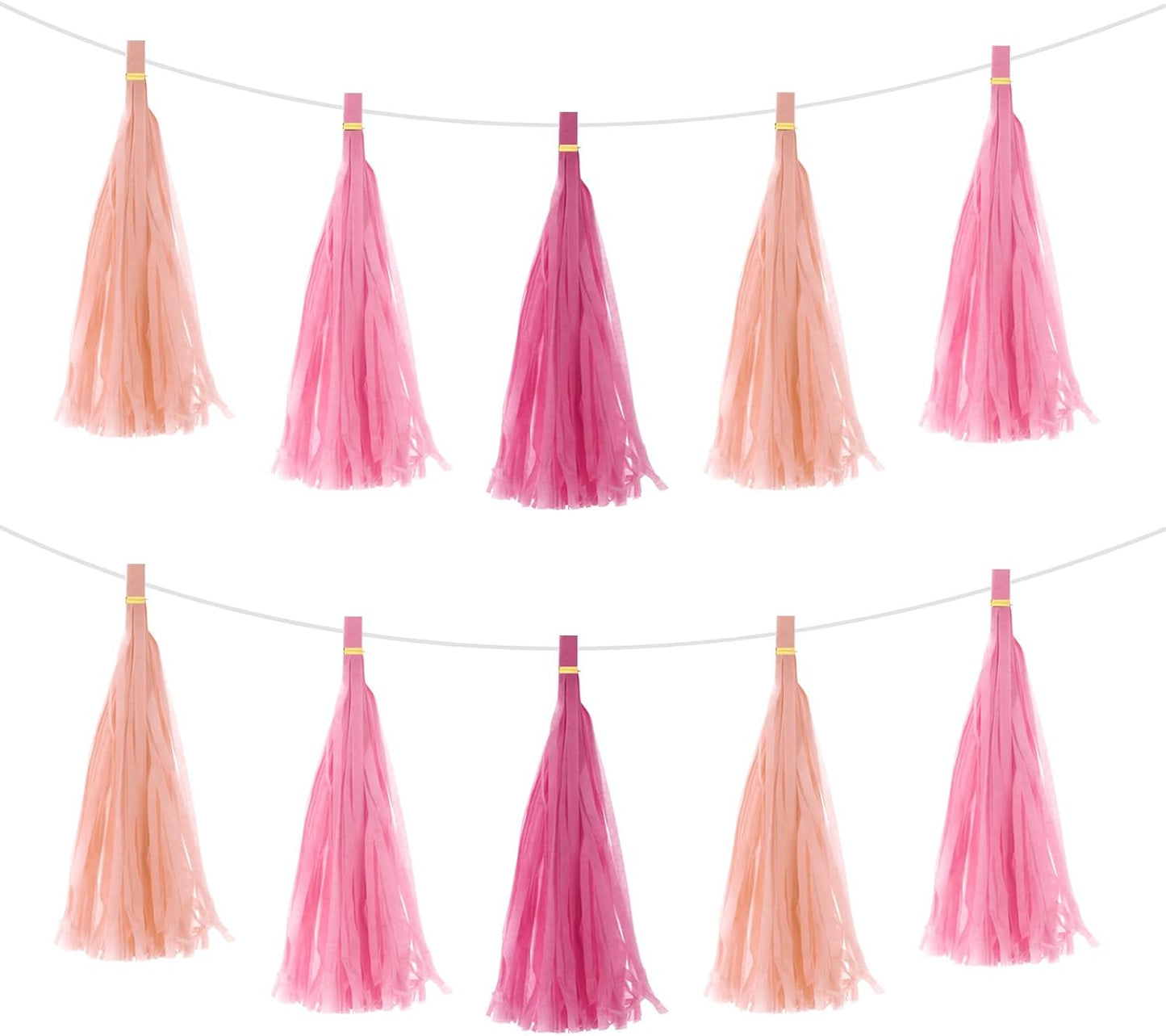 MECCANIXITY 15Pcs Light Blue Tassel Garland Banner with Rope Tissue Paper Tassels Party DIY Kits for Anniversary Wedding Birthday Party