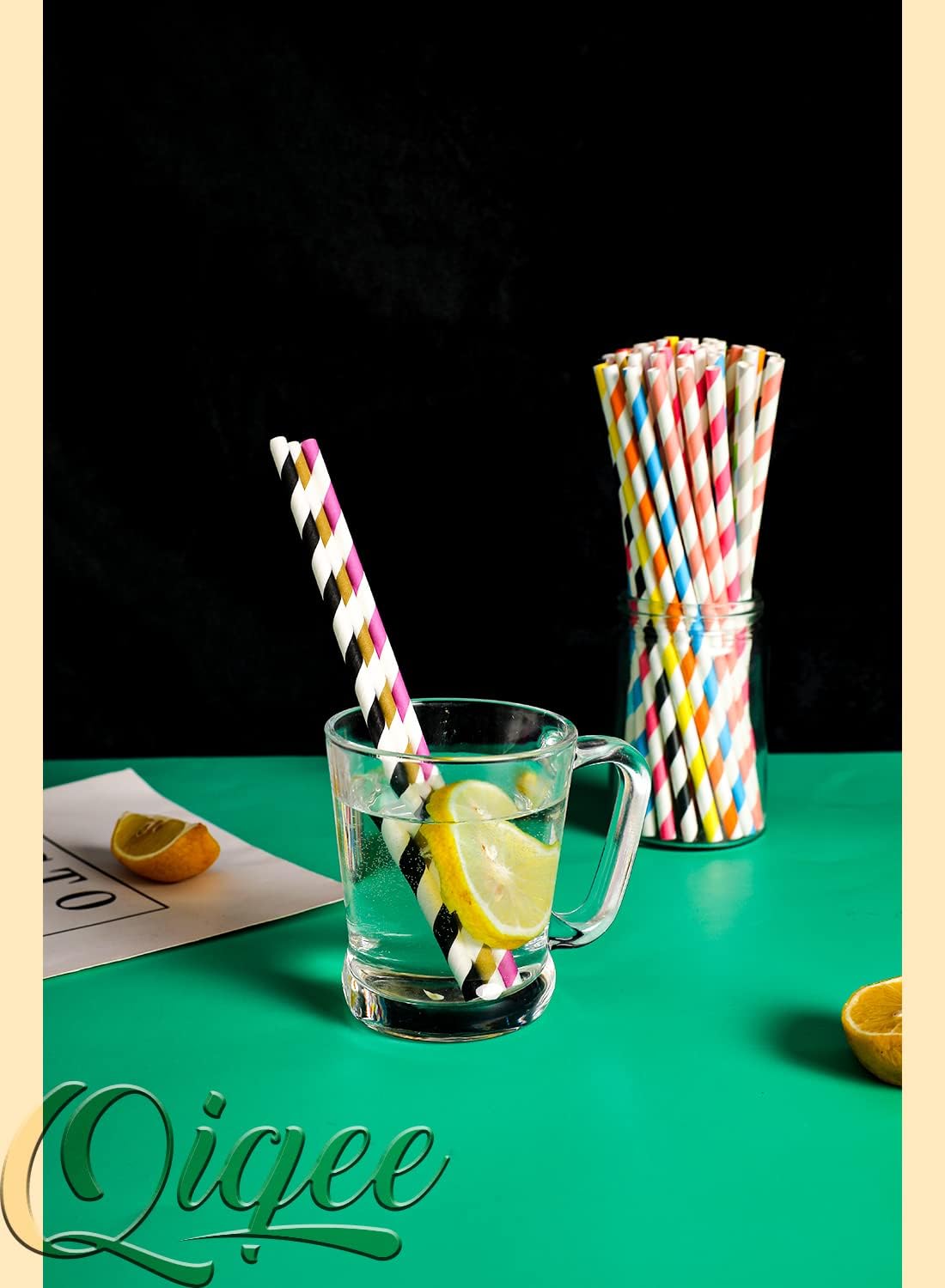 Pink Paper Straws 150pcs Disposable Straws Bulk (10 Pattern) qiqee