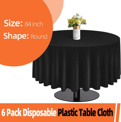 tujol Royal Blue 6 Pack Plastic Table Cloth 54" x 108", Disposable Tablecloths Rectangle Table Cover, Plastic Tablecloths for Parties
