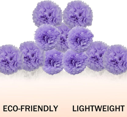 Yosawa 12 Pcs Tissue Paper Pom Poms Flowers,10''12''Paper Flower Party Decorations for Wedding Birthday Baby Shower Baby Girl Room Nursery Decoration（Sky Blue/ZH）