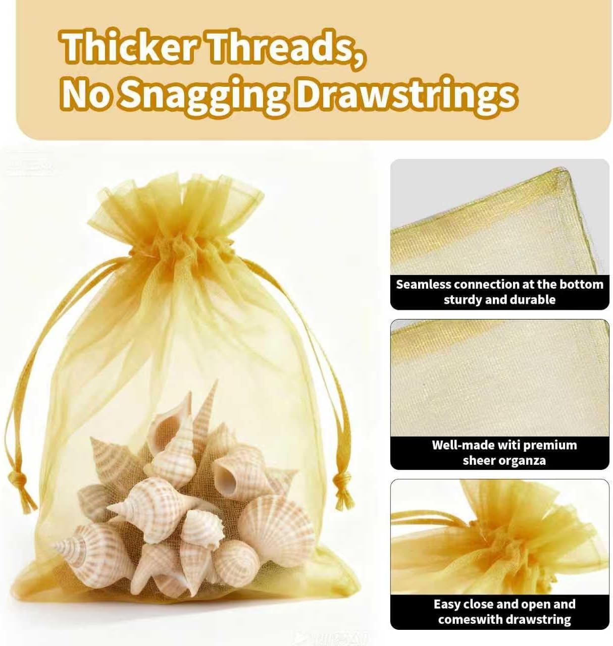 100pcs Organza Bags for Small Gift 4x6 Inch, Premium Mesh Bags Drawstring Candy Jewelry Packaging Sachet Bags, Easter Day Wedding Party Favors Small Gift Bag Durable & Scent-Free for Small Business