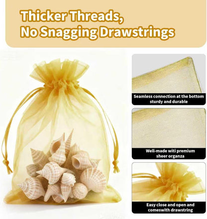 100pcs Organza Bags for Small Gift 4x6 Inch, Premium Mesh Bags Drawstring Candy Jewelry Packaging Sachet Bags, Easter Day Wedding Party Favors Small Gift Bag Durable & Scent-Free for Small Business
