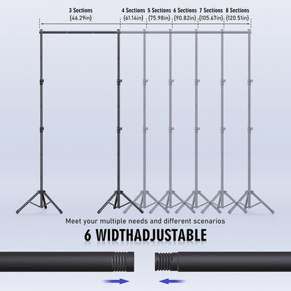 Backdrop Stand Kit - 6 Widths, 10x7.5ft Adjustable Background Stand for Parties & Studio Photography