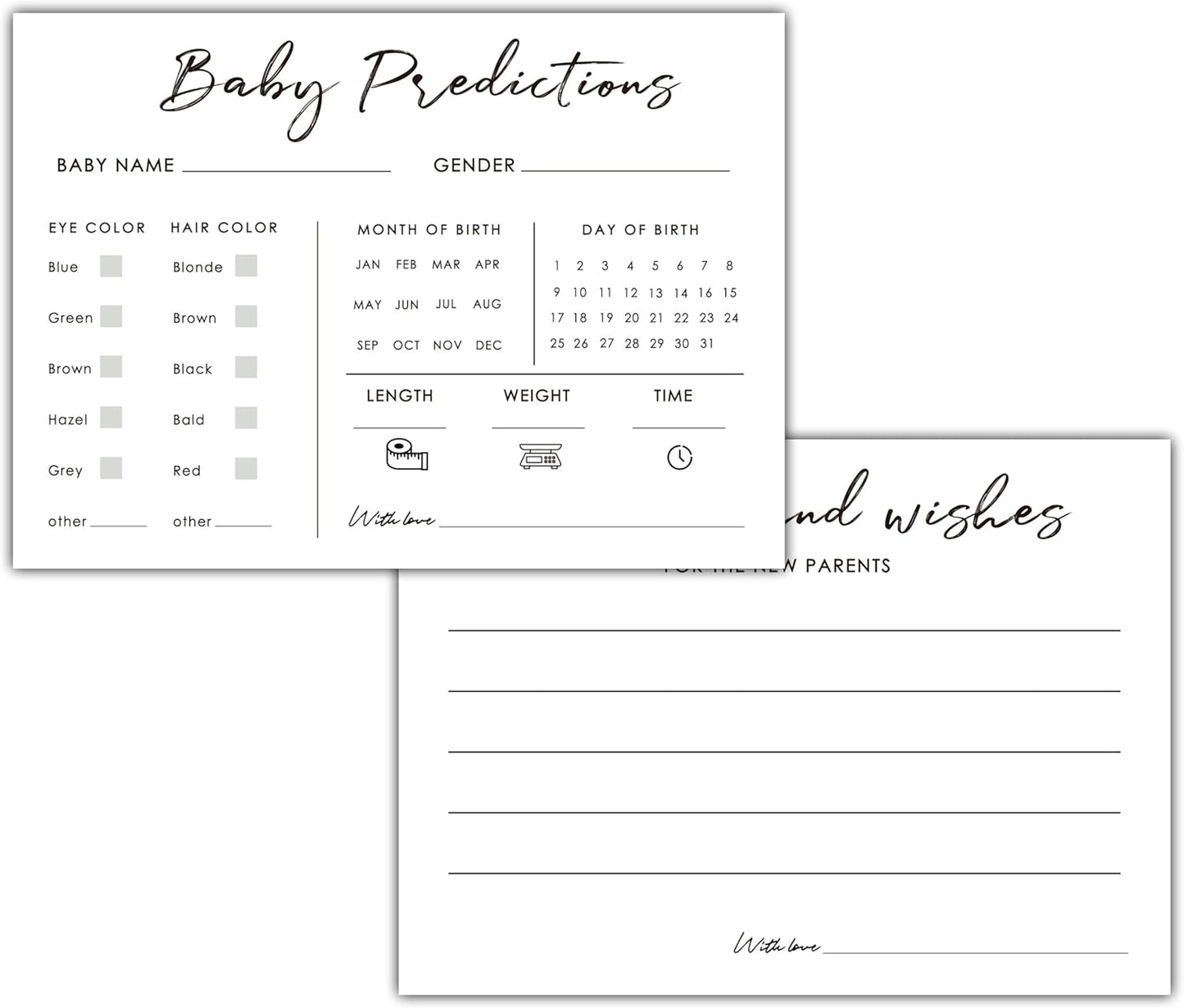 Baby Predictions and Advice Cards, 5" x 7" Pink Baby Shower Predictions Cards, Daily Party Games & Activities Favors for Newparents - G08