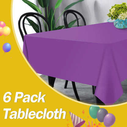 tujol Royal Blue 6 Pack Plastic Table Cloth 54" x 108", Disposable Tablecloths Rectangle Table Cover, Plastic Tablecloths for Parties