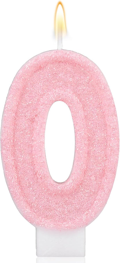 Pink Number One Birthday Candles, Romantic Cake Glitter Pink Number 1st Candles Anniversary Cake First Topper Decoration Cute Birthday Party Supplies for Wedding Anniversary Celebration Supplies (1)