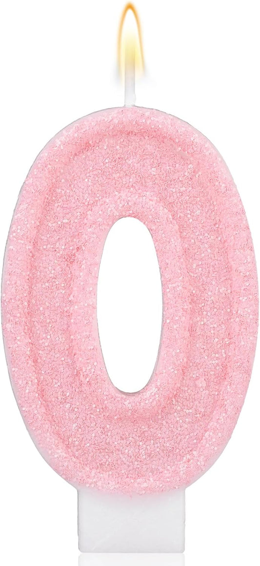 Pink Number One Birthday Candles, Romantic Cake Glitter Pink Number 1st Candles Anniversary Cake First Topper Decoration Cute Birthday Party Supplies for Wedding Anniversary Celebration Supplies (1)