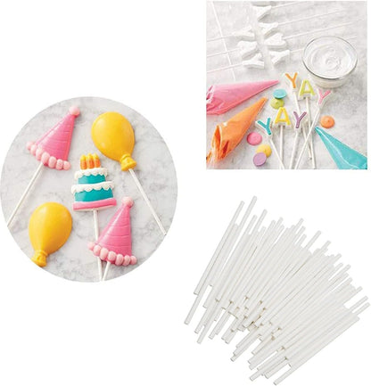 4 Inch White Lollipop Sticks, Lollipop Treat Sticks, for Homemade Candy, Cookies, Dessert, 200 Pcs
