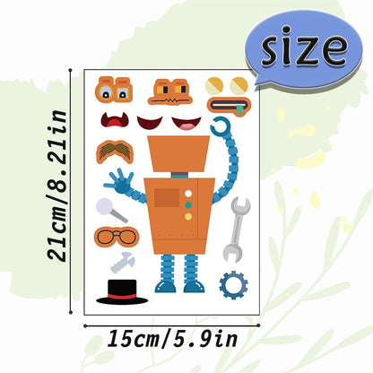 24 Sheets 8.27''×5.9'' Make Your Own Stickers for Kids Toddlers, Make a Face Stickers Mix and Match with Unicorns Dinosaur Horse and Sea Animals for Kids Party Favors Activities