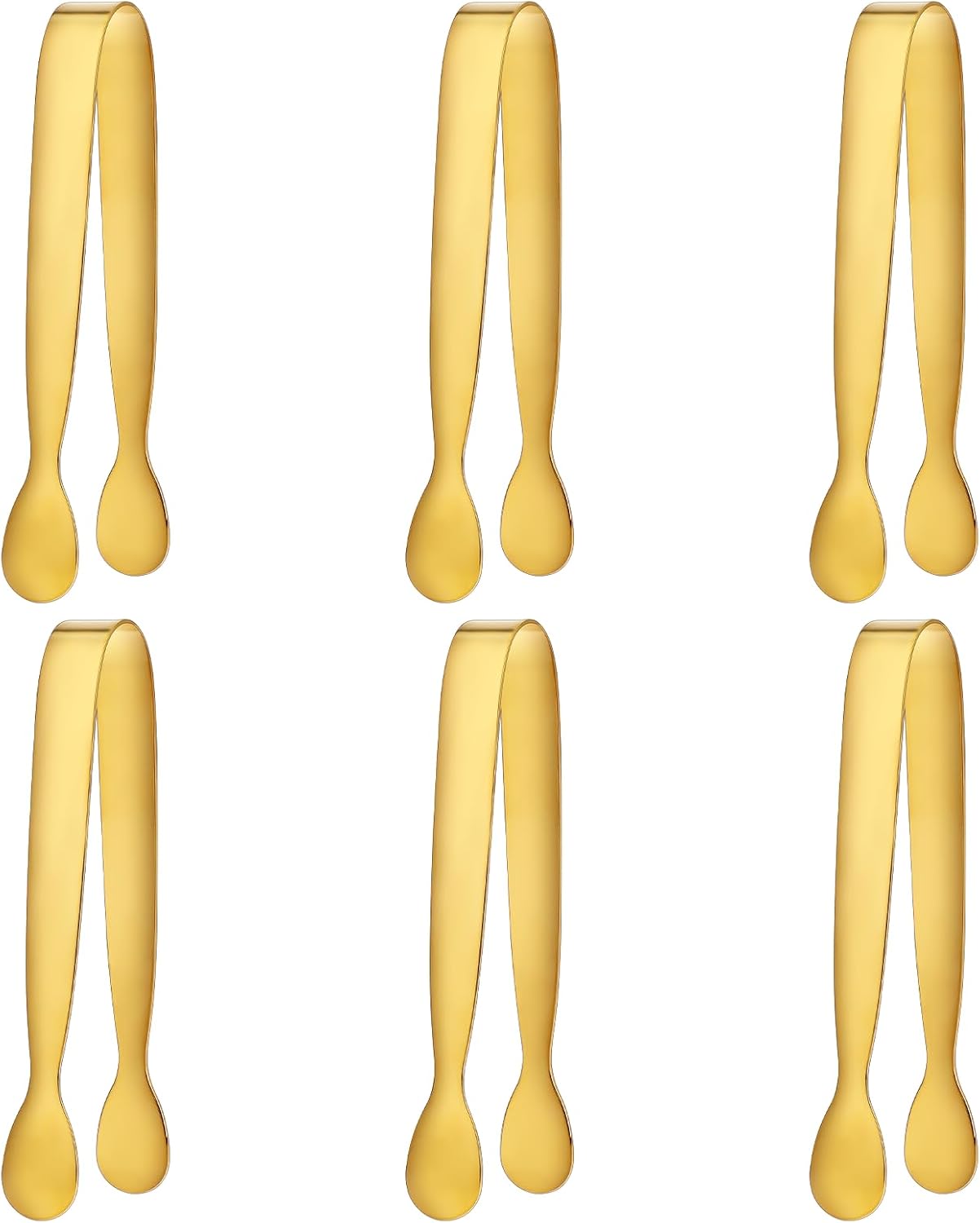 6Pcs Gold Small Tongs for Serving Food, 4 inches Gold Food Tongs Stainless Steel Buffet Tongs Kitchen Tongs, Serving Utensils for Buffet, Salad, Ice, Appetizer, Food for Tea Party Coffee Bar Catering