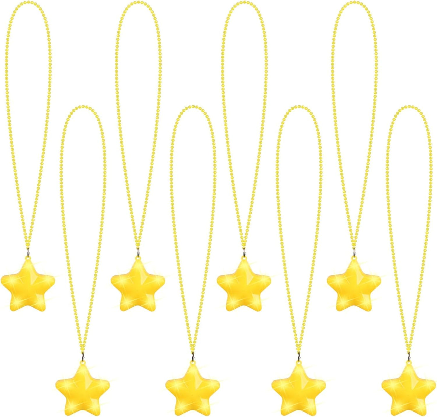 8 Pcs Light Up Necklaces Flashing Star Bead Necklaces Glow In The Dark Party Supplies for Weddings Birthday Valentines Mardi Gras July 4th Halloween Christmas