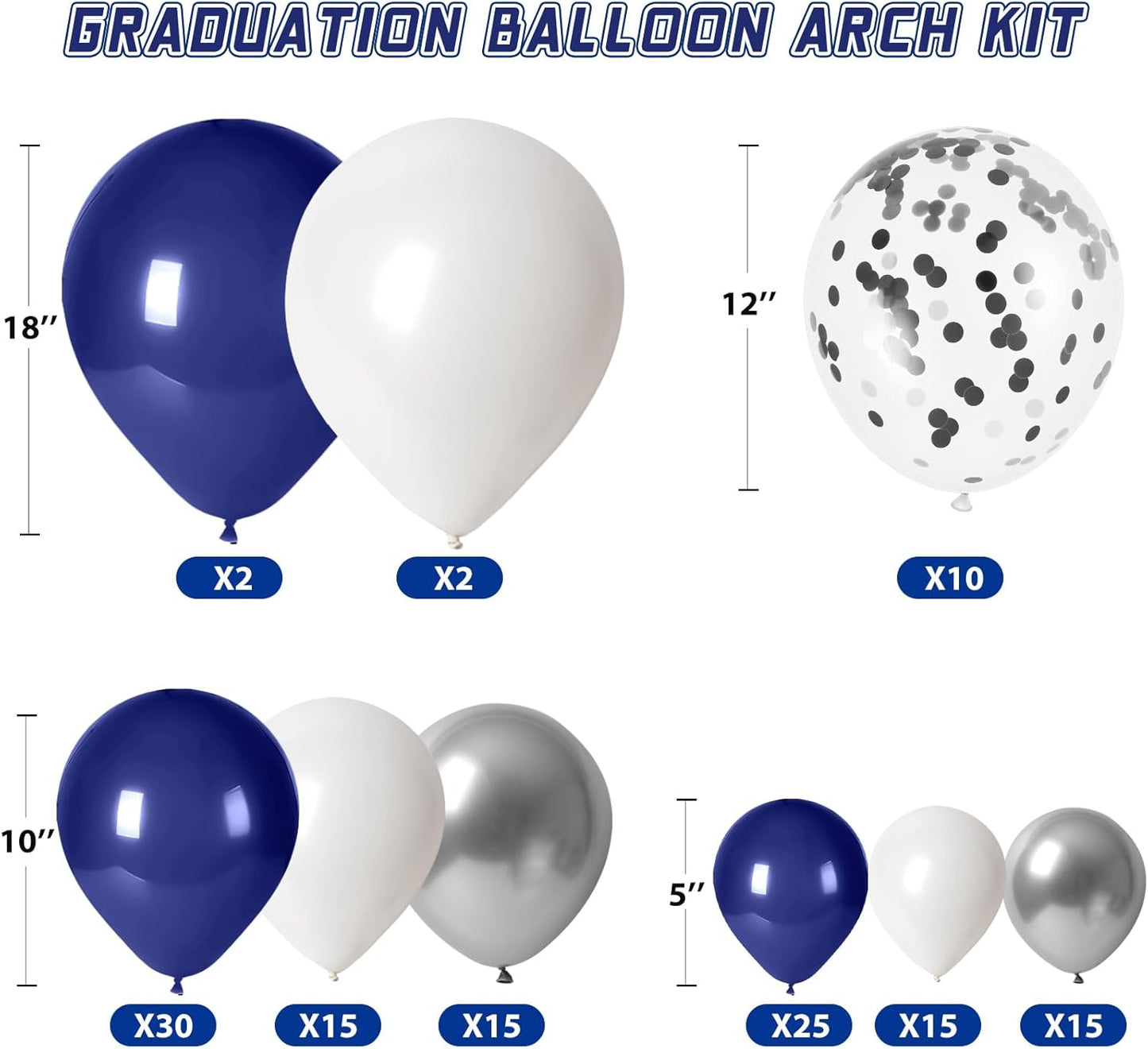 Graduation Decorations 2026 Graduation Party Decorations Set of 4 Boxes with 129pcs Balloons Arch Garland Kit Party Supplies for Any Grades Blue