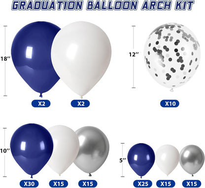 Graduation Decorations 2026 Graduation Party Decorations Set of 4 Boxes with 129pcs Balloons Arch Garland Kit Party Supplies for Any Grades Blue