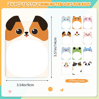 BESARME 24 Packs Mini Notebooks for Kids, Cute Animal Small Pocket Notepads Lined Mini Journal Easter Basket Stuffers Classroom Prizes Gifts Birthday Party Favors