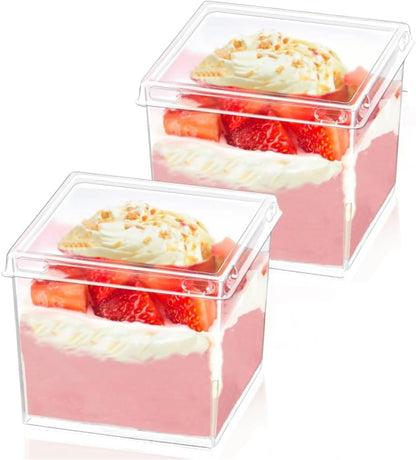 40 Pack 6.8 oz Dessert Cups with Spoons, Clear Ribbed Ice Cream Bowl with Retro Stripes, Mini Dessert Shooter for Pudding Fruit, Elegant Parfait/Sundae Bowls for Party & Home Use