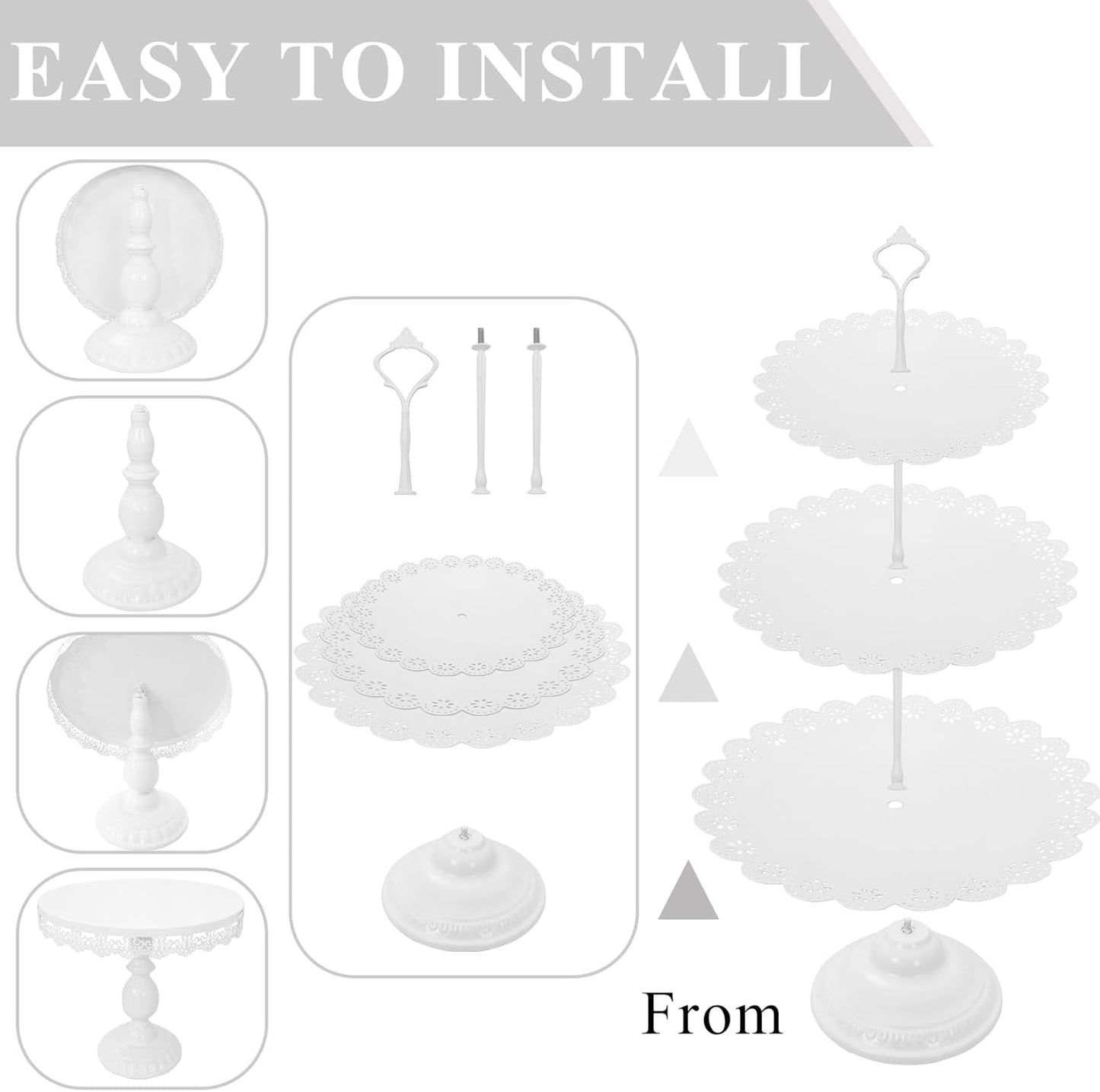 Set of 9 Cake Stands Metal Cupcake Stand Set Multiple Styles Candy Fruit Display Tower Dessert Plate Cake Serving Tray for Birthday Party Wedding Anniversary Baby Shower Engagement (Gold)