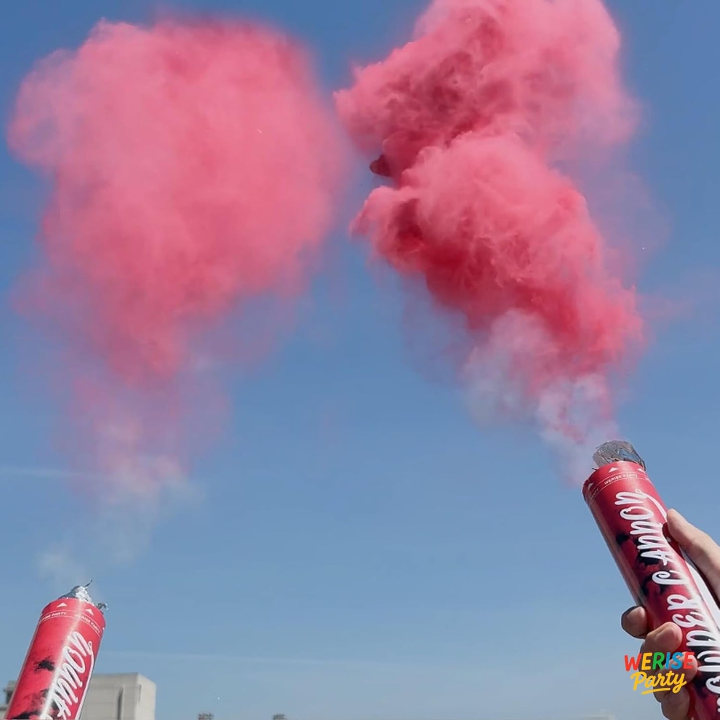 Red Powder Cannon Poppers, WERISE Party Biodegradable Smoke Poppers Cannon 12 Inch Powder Poppers for Birthday Party Valentines Day and Graduation 2 Pack