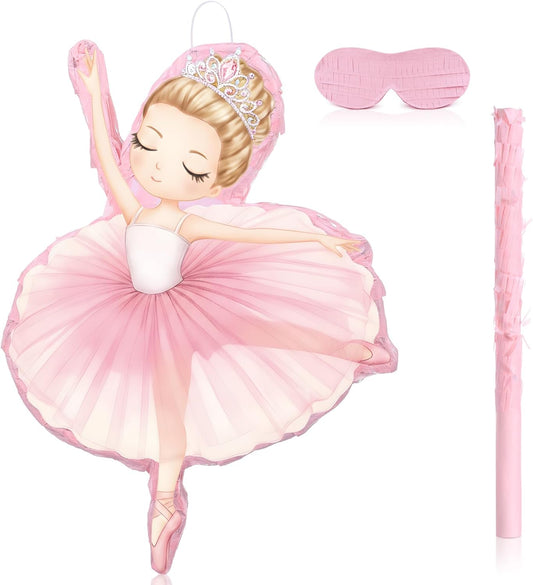 Threan Princess Piñata Fairy Party Decorations Pink Ballet Piñata Ballerina, Birthday Game Set Party Supplies for Girl Princess Theme Baby Shower Butterfly Birthday Supplies Decoration(Fairy)
