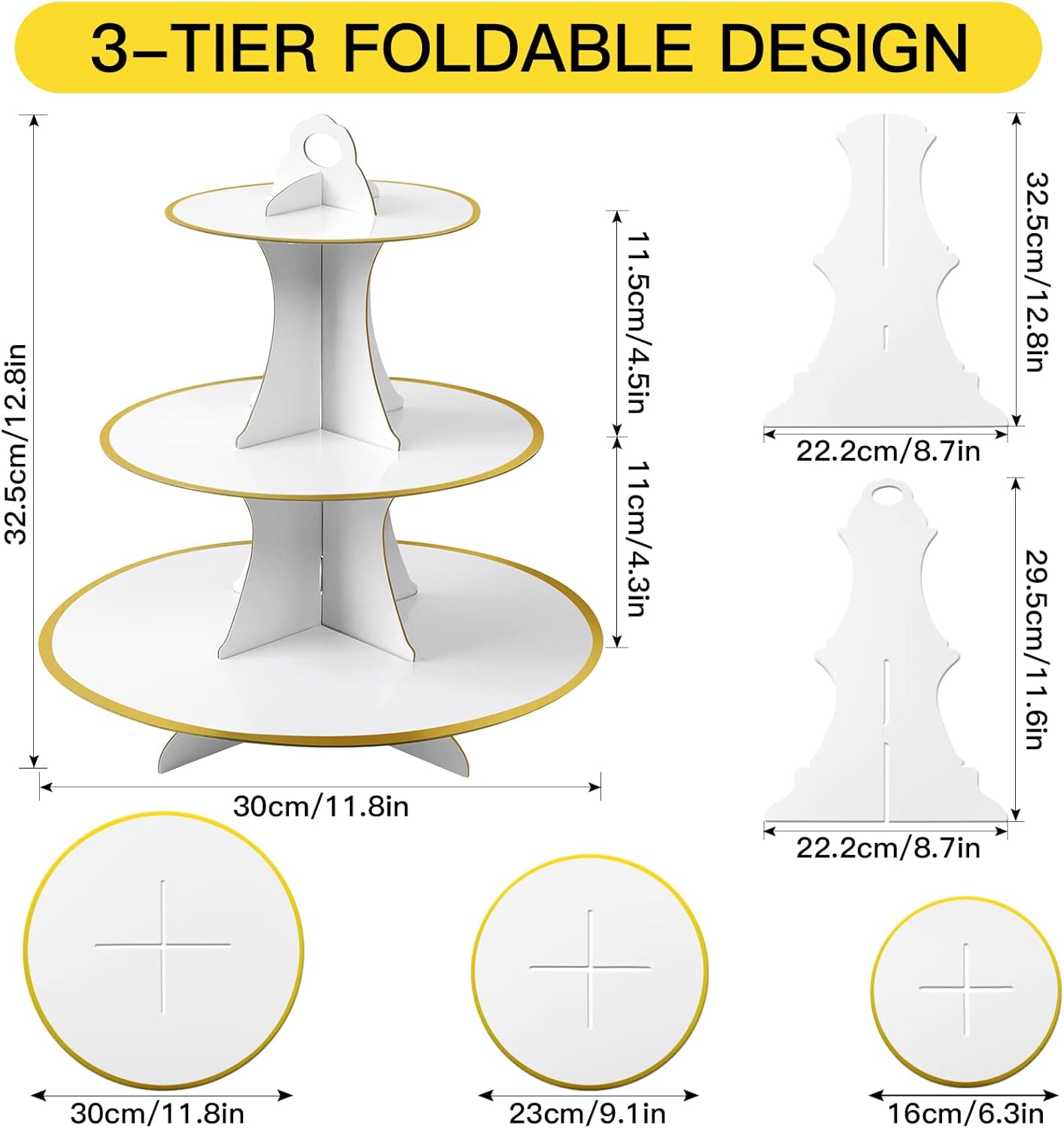 Soleebee 3-Tier Round Cupcake Stand, Cardboard Cupcake Tower, Dessert Cup Cake Stand Tower for Birthday Wedding Party Decoration, Cupcake Tier Stand 1 Set (Hot Pink)