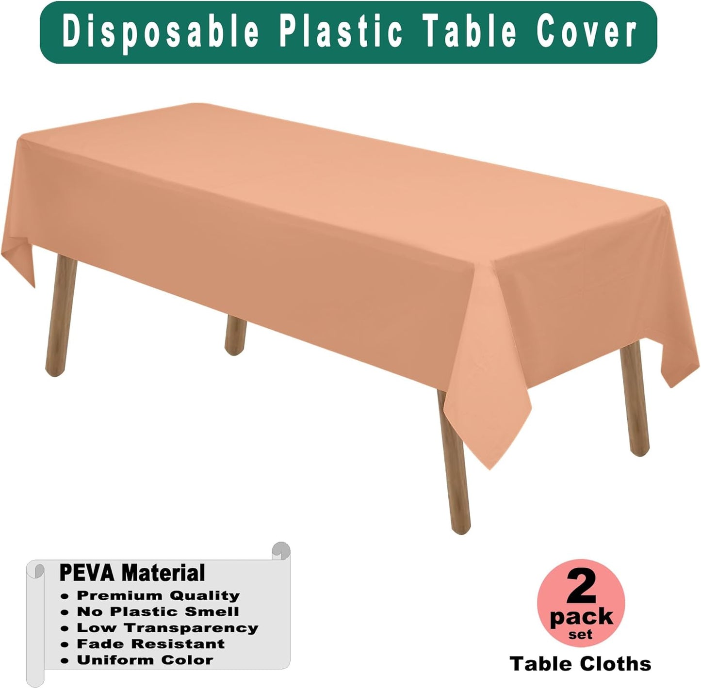 PARTY ULYJA White Plastic Tablecloths 2 Pack Disposable Table Covers 54 x 108 Inch Bridal Shower PEVA Vinyl Table Cloths for Picnic Birthday Wedding Banquet Parties 8 ft Rectangle Table Use