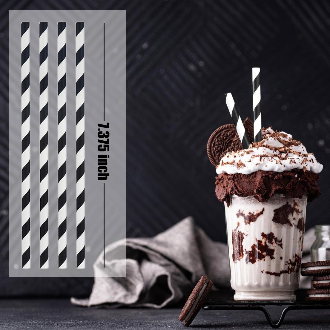 ALINK 100 White and Gold Striped Paper Straws, Biodegradable Disposable Drinking Straws for Birthday, Bridal/Baby Shower, Christmas, New Year, Party Decoration Supplies