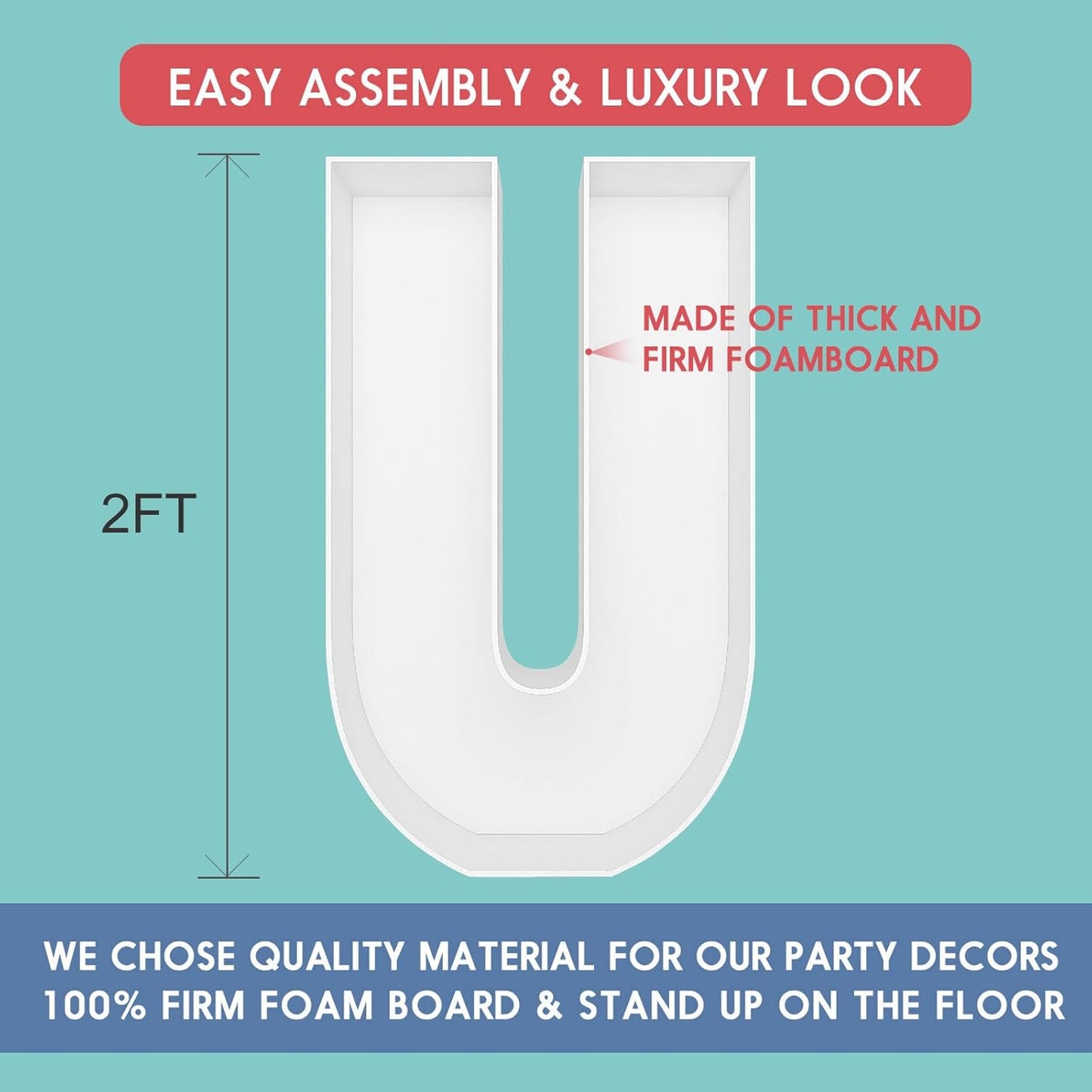 JW Passion - Premium Quality Made 3FT Tall Mosaic Balloon Frame Big Marquee Light Up Letters DIY Kit for Birthday Party Wedding Backdrop Decor Letter A Pre-Cut Foam Board