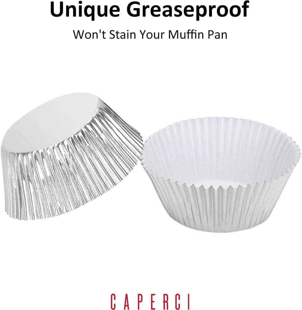 Caperci Standard Cupcake Liners Gold Foil Muffin Baking Cups 150-Pack - Premium Greaseproof & Sturdy Cupcake Papers