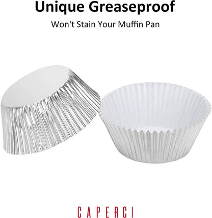 Caperci Standard Cupcake Liners Gold Foil Muffin Baking Cups 150-Pack - Premium Greaseproof & Sturdy Cupcake Papers
