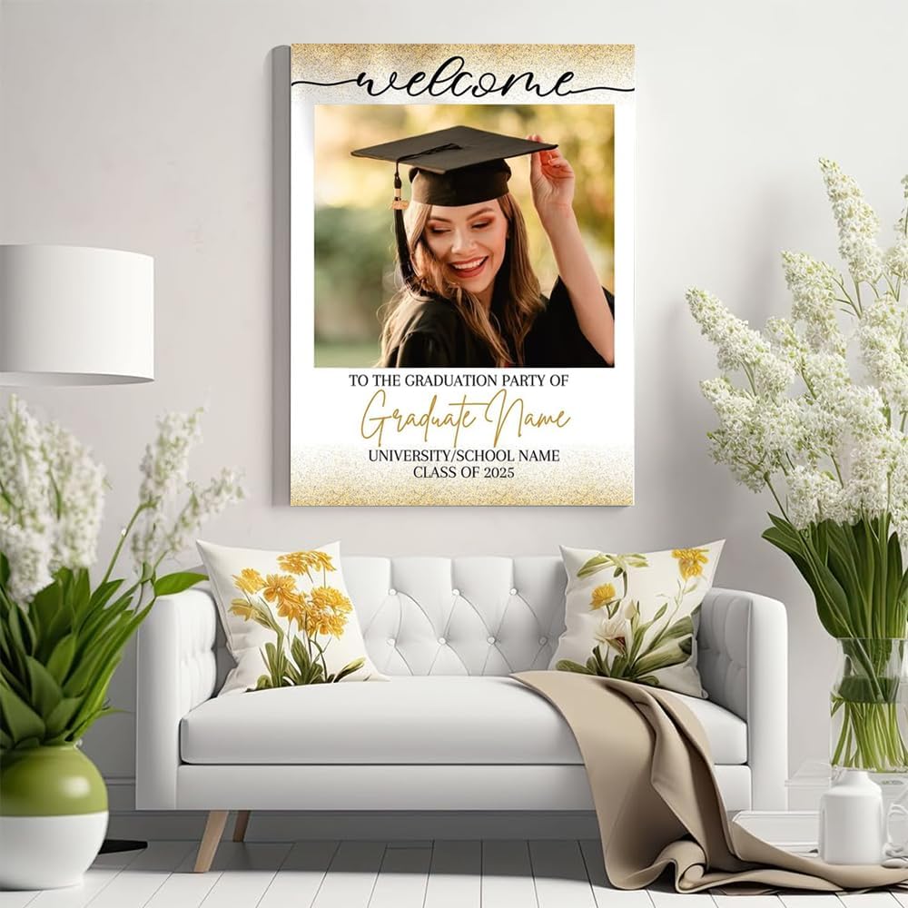 Graduation Party Welcome Sign, Photo Graduation Poster, Graduation Decorations, Grad Party Sign, Grad Welcome Sign, Graduation gift for best friend, Graduation gift for daughter, sister, brother - 1