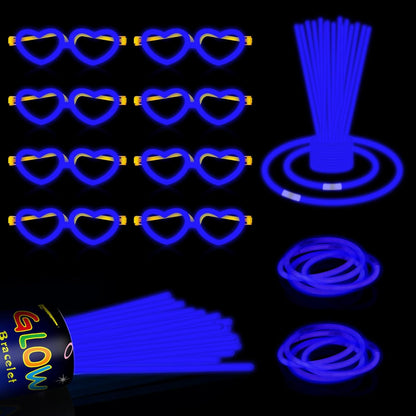 60 Pack 8” Purple Glow Sticks Bulk Bright Glow Sticks with 60 Connectors 20 Heart Glasses Glow In The Dark Party Supplies Neon Party Decorations Glow Bracelet Glasses for Carnival (Purple)