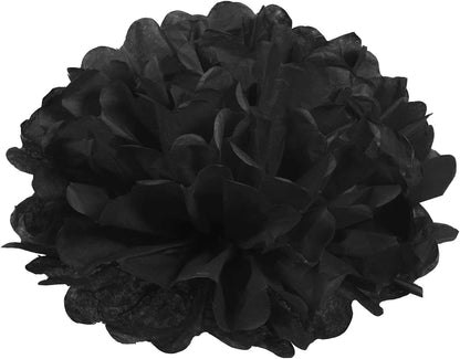 M METERXITY 10 Pack Tissue Pom Poms Flowers - Wedding Decoration, Durable & Beautiful, Apply to Birthday/Party/Wedding (4 Inches, Black)