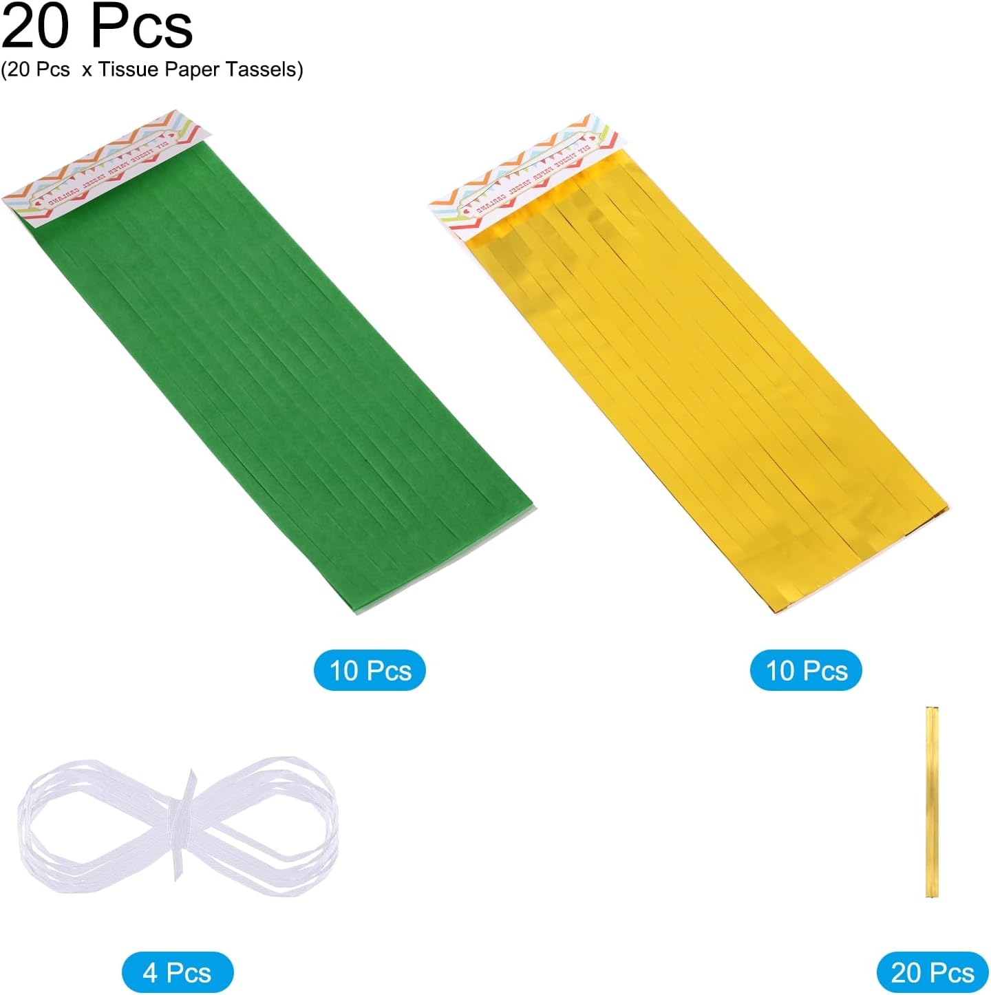 MECCANIXITY 20Pcs Light Blue Tassel Garland Banner with Rope Tissue Paper Tassels Party DIY Kits for Anniversary Wedding Birthday Party