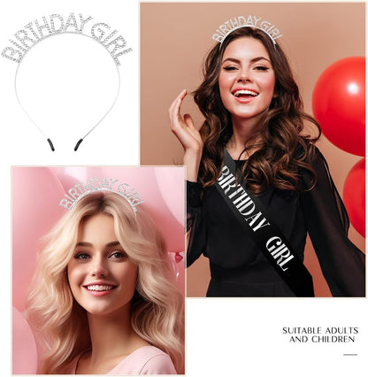 Birthday Sash & Crown for Women - Tiara Headband, Girls' Decorations Accessories