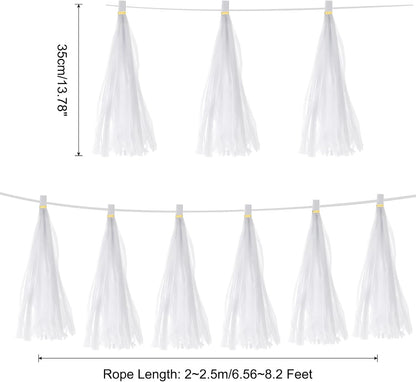 MECCANIXITY 15Pcs Light Blue Tassel Garland Banner with Rope Tissue Paper Tassels Party DIY Kits for Anniversary Wedding Birthday Party