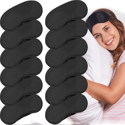 6 Pack Blindfold Eye Mask Cover Sleep Mask for Party Games Travel Sleep Team Build Party Supply with Adjustable Strap for Women Men Kids, Black