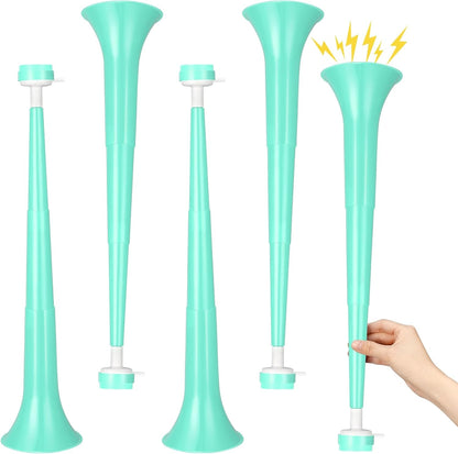 4 Pcs Collapsible Stadium Horn for Adult, 21 Inch Vuvuzela Plastic Trumpet, for Sporting Events Football Carnival Party, White
