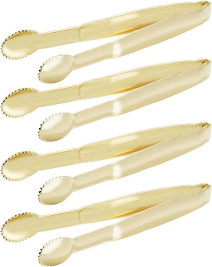 5.75" Mini Appetizer Tongs Set, Tiny Stainless Steel Small Tongs for Serving, Tea Party, Coffee Bar, Desserts, Set of 4 (Gold)