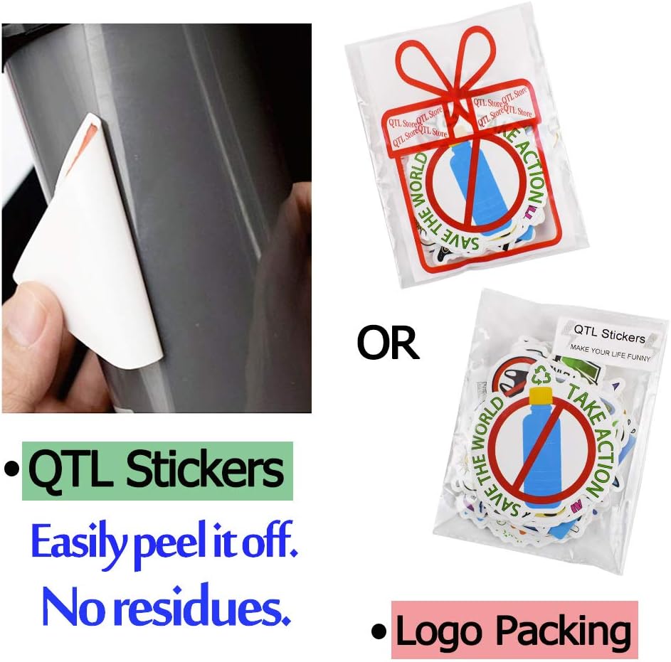 QTL Neon Stickers for Teens & Students Prizes, Waterproof Vinyl Party Favor Stickers, School Rewards, Water Bottle and Laptop, 50PCS - Colors A