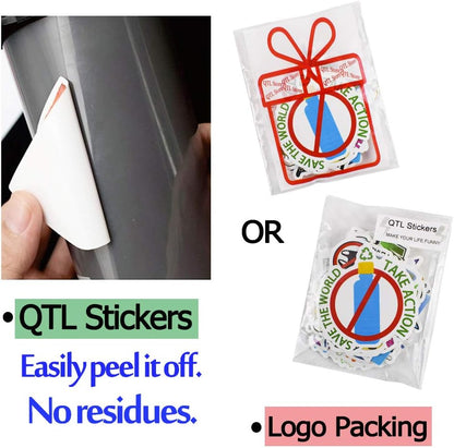 QTL Neon Stickers for Teens & Students Prizes, Waterproof Vinyl Party Favor Stickers, School Rewards, Water Bottle and Laptop, 50PCS - Colors A