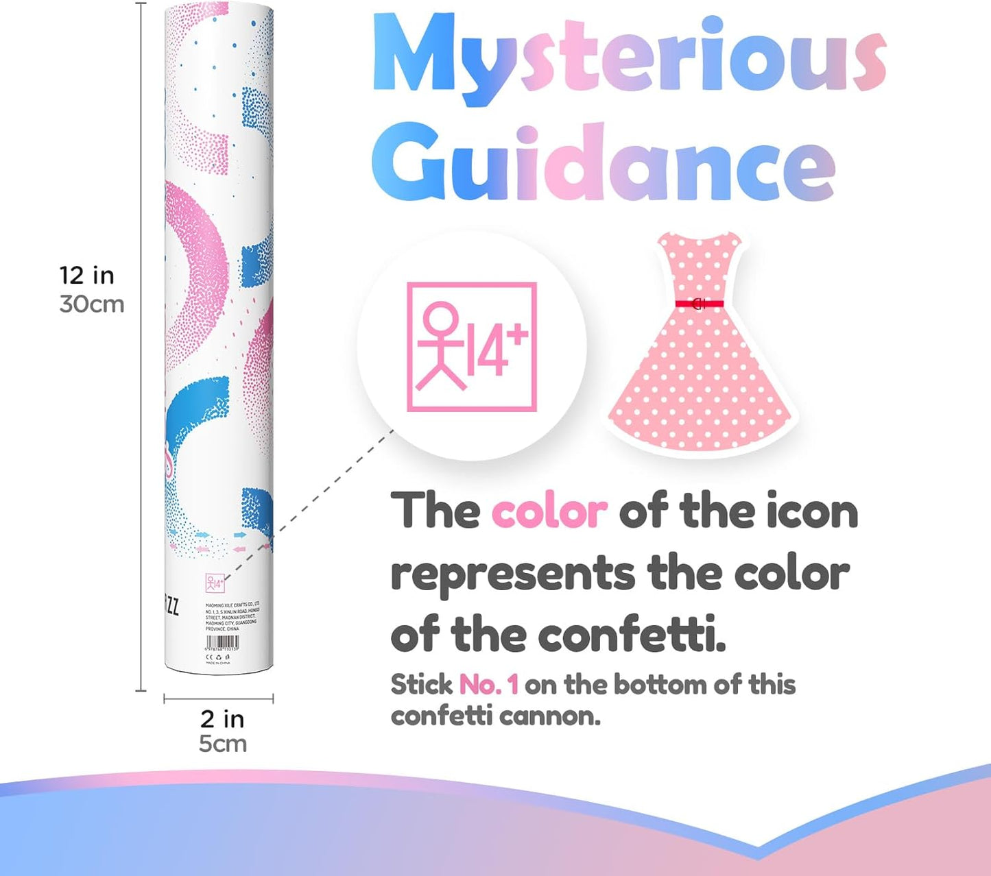 Gender Reveal Confetti Cannon - Biodegradable Confetti Poppers - Pink & Blue, 2 Pack - Party Supplies Pop Gun-Cannon for Boy or Girl Baby Reveal Party Supplies (1Pink +1Blue)