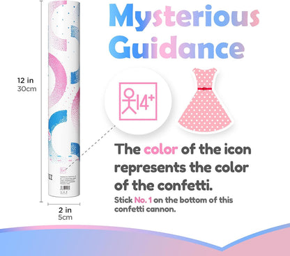 Gender Reveal Confetti Cannon - Biodegradable Confetti Poppers - Pink & Blue, 2 Pack - Party Supplies Pop Gun-Cannon for Boy or Girl Baby Reveal Party Supplies (1Pink +1Blue)