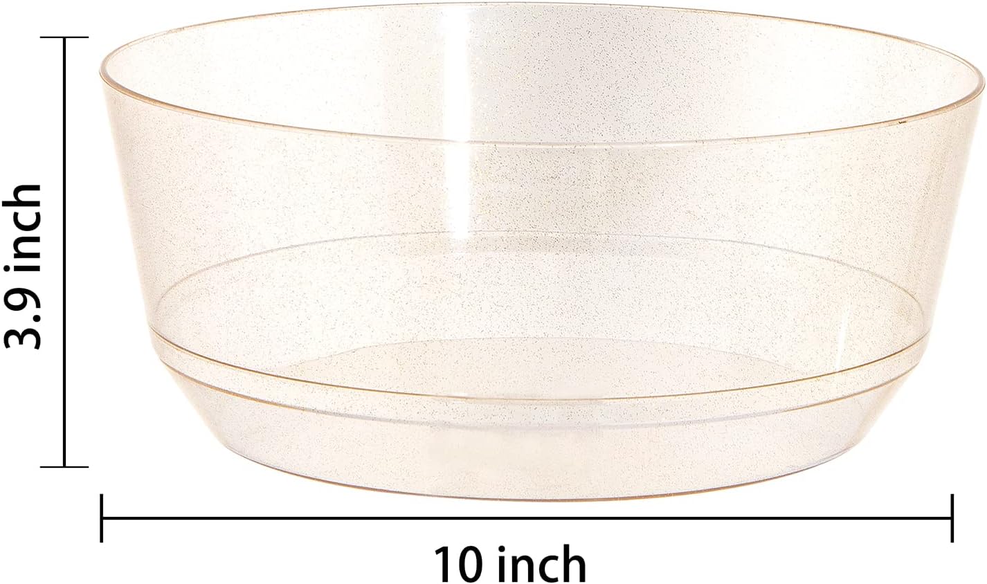 Hioasis 8 Pack Plastic Serving Bowls 128oz Gold Glitter Plastic Bowls Heavy Duty Disposable Serving Bowls for Party Snack & Salad & Candy & Bar Buffet