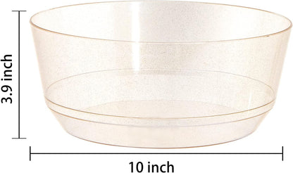 Hioasis 8 Pack Plastic Serving Bowls 128oz Gold Glitter Plastic Bowls Heavy Duty Disposable Serving Bowls for Party Snack & Salad & Candy & Bar Buffet