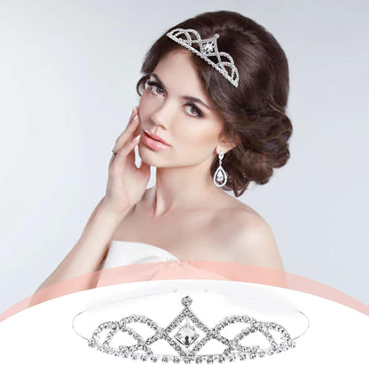 Cinaci 8 Pieces Princess Colorful Dazzling Crystal Rhinestone Silver Metal Tiara Crown Headbands Wedding Birthday Party Prom Headpieces Hair Styling Accessories